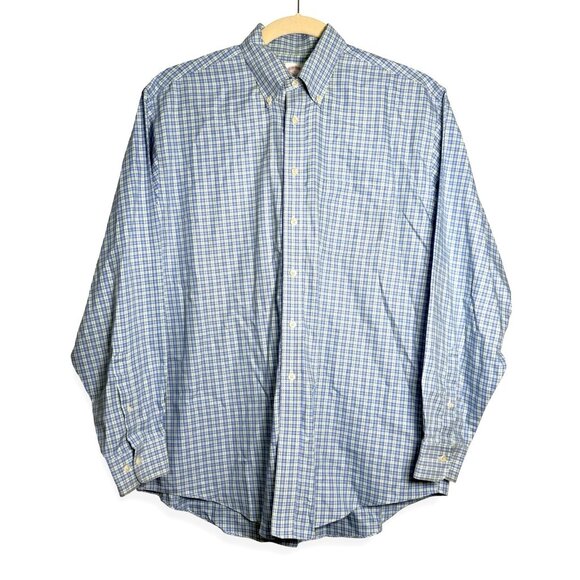 Brooks Brothers 346 Shirt Mens‎ L Blue Green Plaid Button Down Non-Iron Cotton - Picture 9 of 10